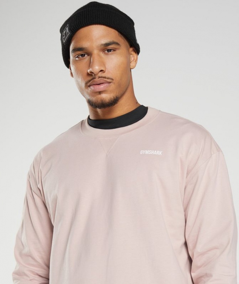 Long Sleeve Top Gymshark Rest Day Sweats Long Sleeve T-Shirt Dusty Taupe | HVPUO3190