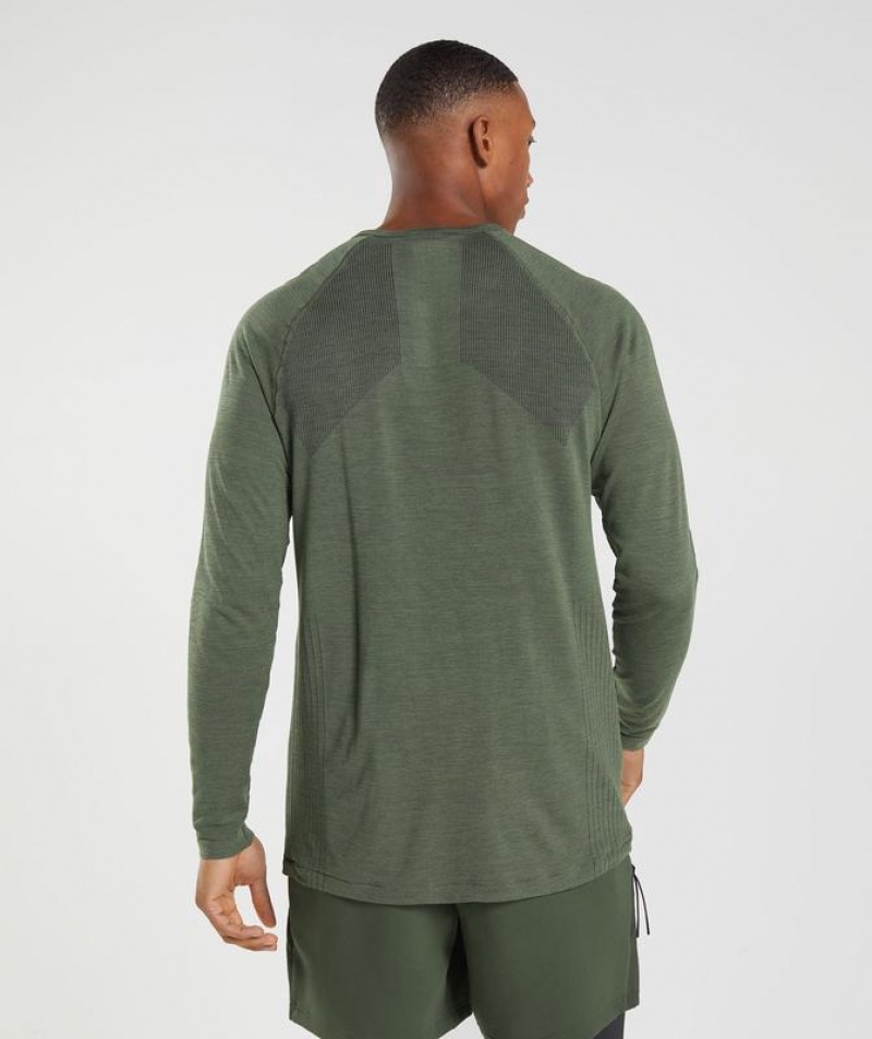 Long Sleeve Top Gymshark Retake Seamless Long Sleeve T-Shirt Verde Oliva | BDYER1034