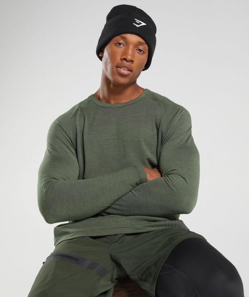 Long Sleeve Top Gymshark Retake Seamless Long Sleeve T-Shirt Verde Oliva | BDYER1034