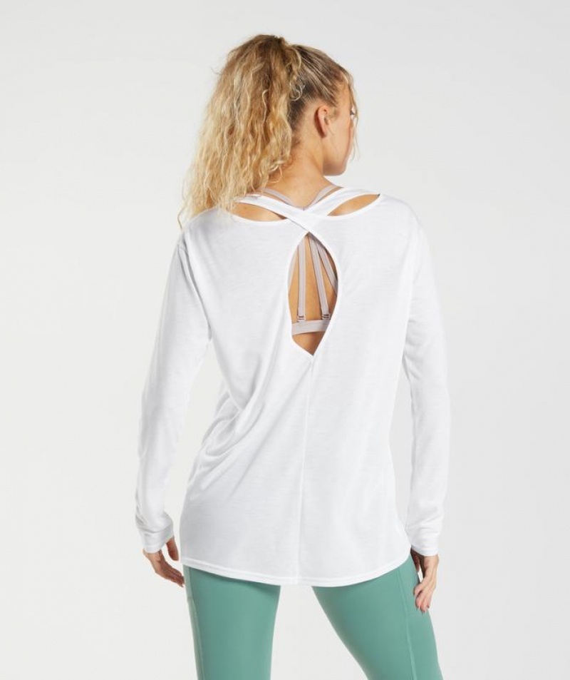 Long Sleeve Top Gymshark Super Soft Cut-Out Long Sleeve Top Blancas | KLTAU4368