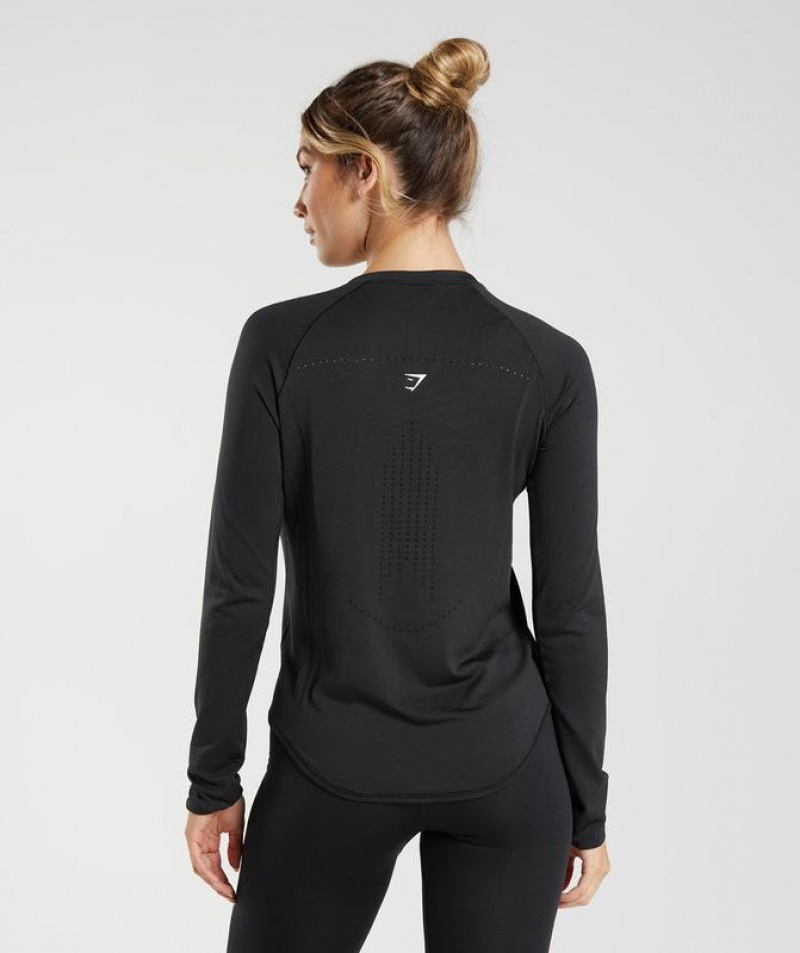 Long Sleeve Top Gymshark Sweat Seamless Long Sleeve Top Negras | WPIVK1267