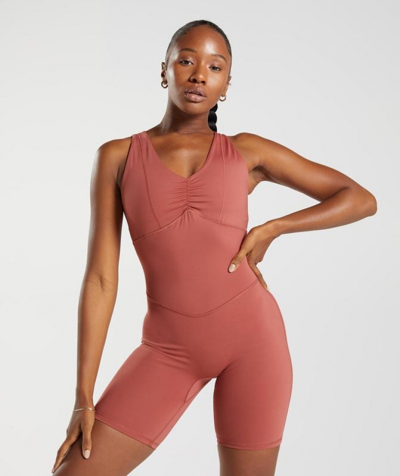 One Piece Gymshark Elevate All In One Rosas Marrones | LBQXP2567