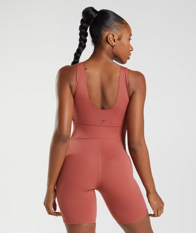 One Piece Gymshark Elevate All In One Rosas Marrones | LBQXP2567