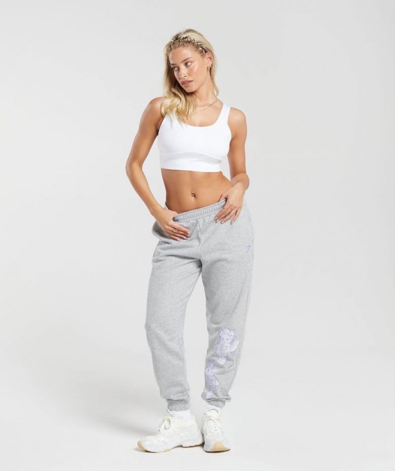 Pantalones Gymshark Cherub Estampadas Joggers Gris Claro | CJBST3405