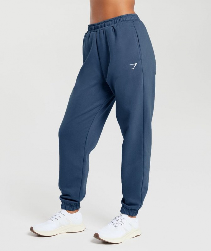 Pantalones Gymshark Entrenamiento Fleece Joggers Azules | ZNLOA0657