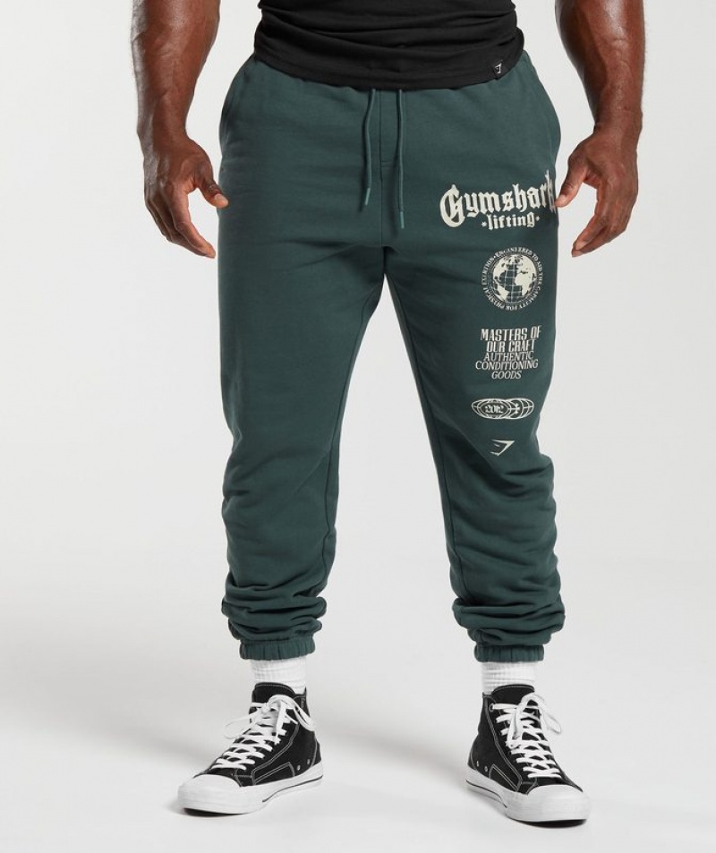 Pantalones Gymshark Global Lifting Oversized Pants Verde | XJSLY9567