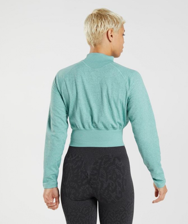 Pullovers Gymshark 315 Long Sleeve Warmup Top Pearl Blue/Winter Teal Marl | UQSYE1463