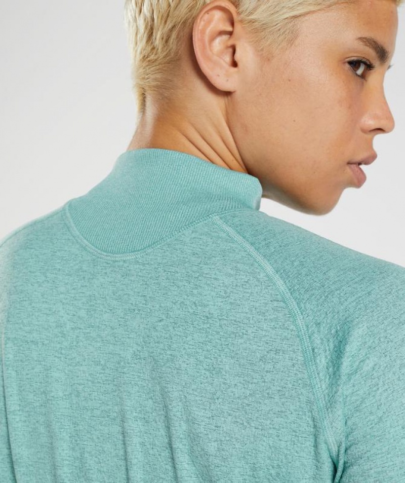 Pullovers Gymshark 315 Long Sleeve Warmup Top Pearl Blue/Winter Teal Marl | UQSYE1463