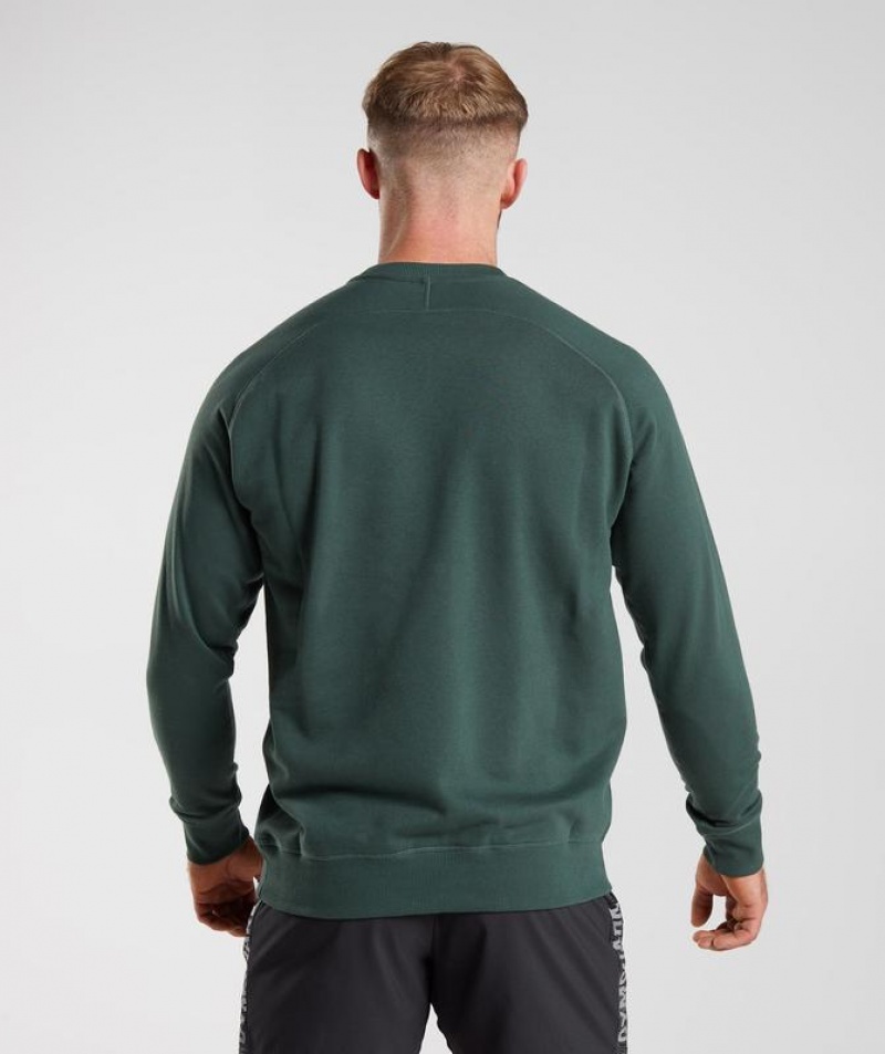 Pullovers Gymshark Apollo Crew Obsidian Verde | UBQEO9601