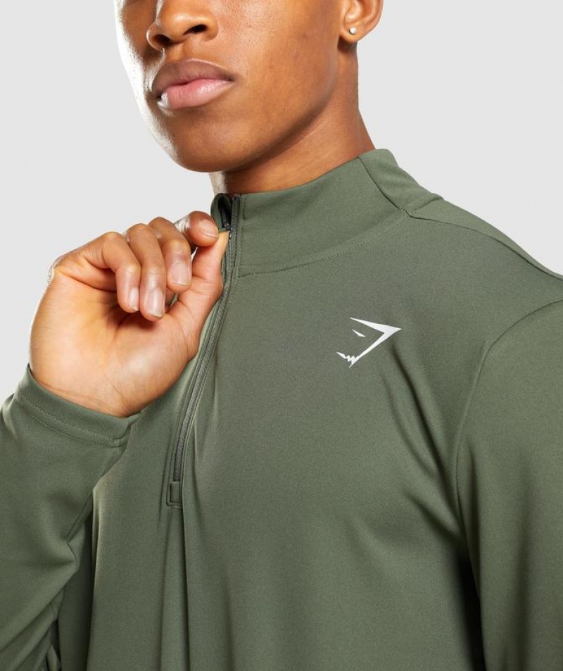 Pullovers Gymshark Arrival 1/4 Zip Pullover Verde Oliva | HTENO1395