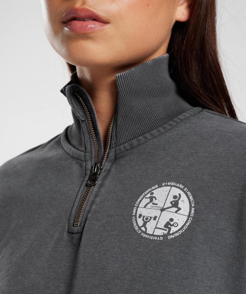 Pullovers Gymshark Collegiate 1/4 Zip Gris | KFRVQ2108