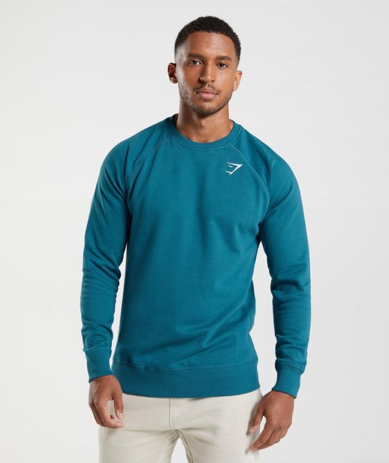 Pullovers Gymshark Crest Sweatshirt Azules | OVTWC5173