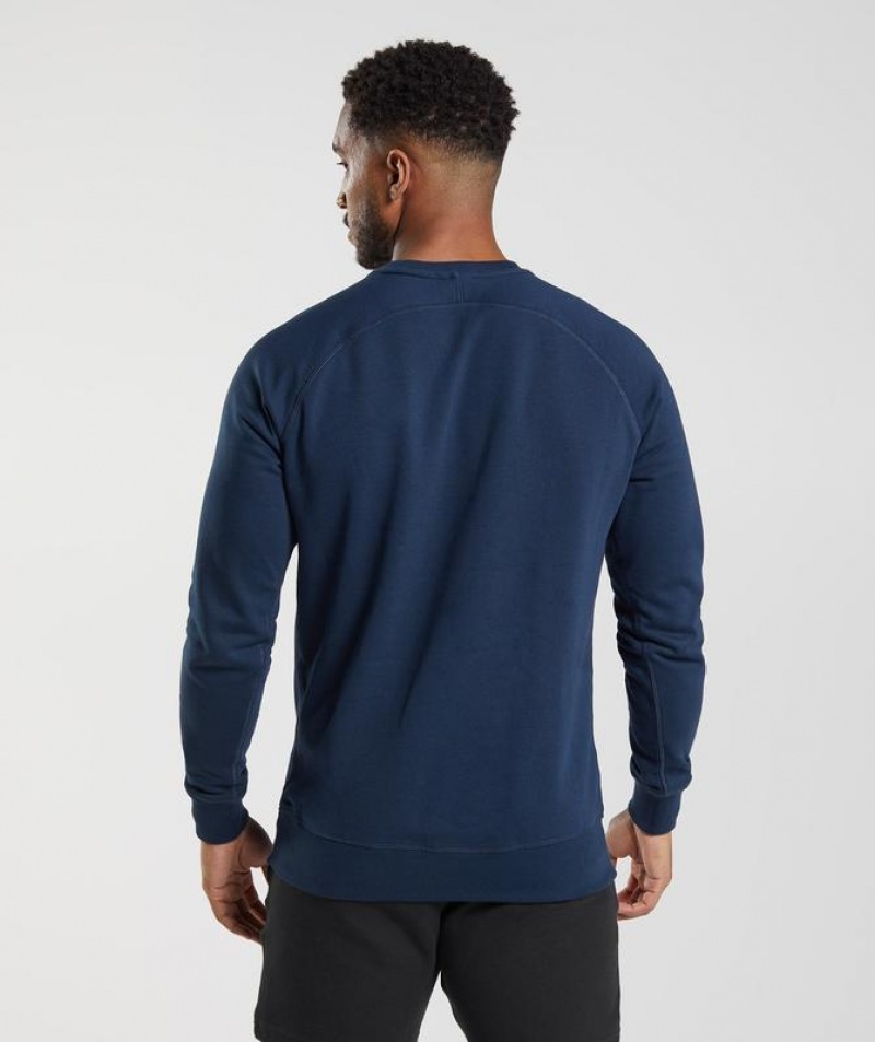 Pullovers Gymshark Crest Sweatshirt Azul Marino | TKMDI9174