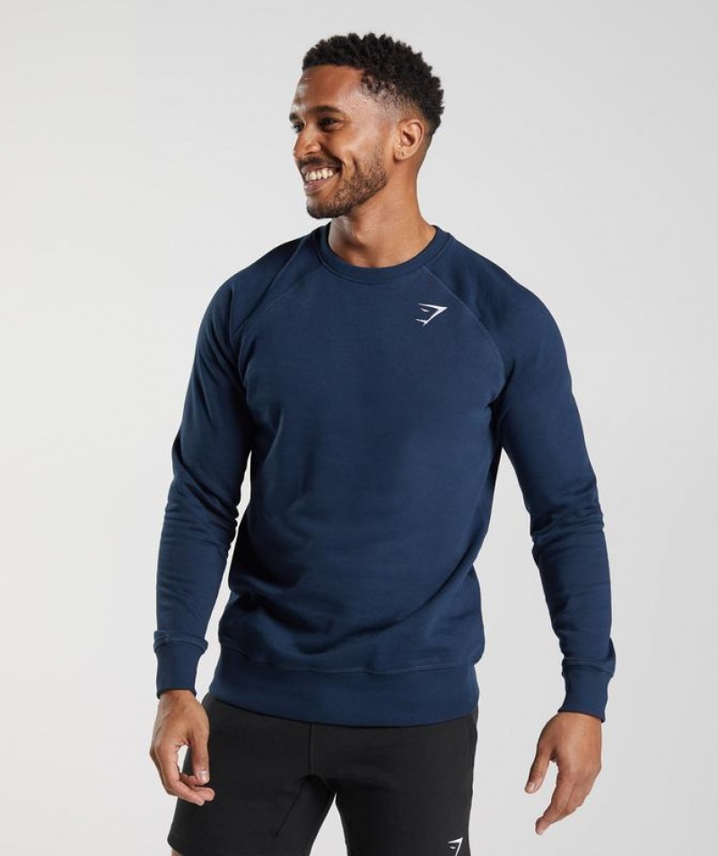 Pullovers Gymshark Crest Sweatshirt Azul Marino | TKMDI9174