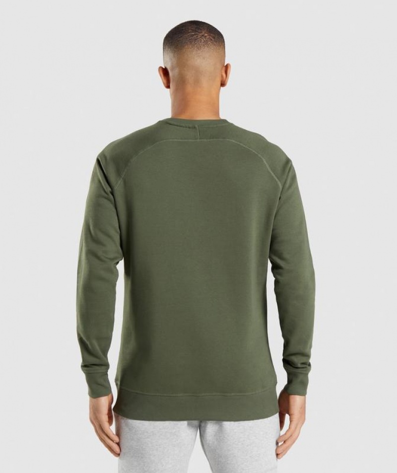 Pullovers Gymshark Crest Sweatshirt Verde Oliva | YIJGQ9051