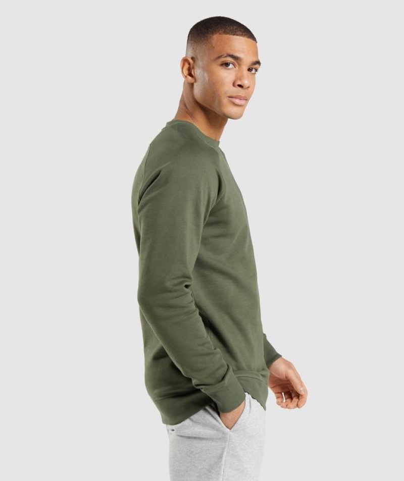 Pullovers Gymshark Crest Sweatshirt Verde Oliva | YIJGQ9051