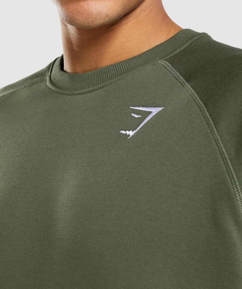 Pullovers Gymshark Crest Sweatshirt Verde Oliva | YIJGQ9051