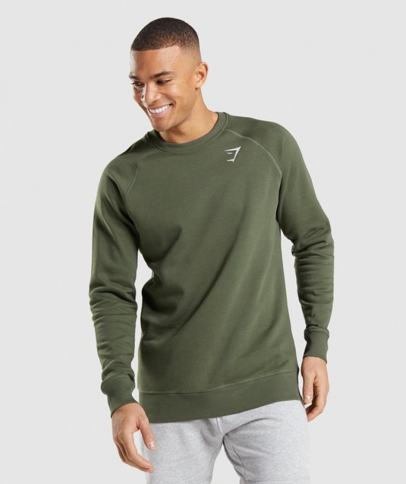 Pullovers Gymshark Crest Sweatshirt Verde Oliva | YIJGQ9051