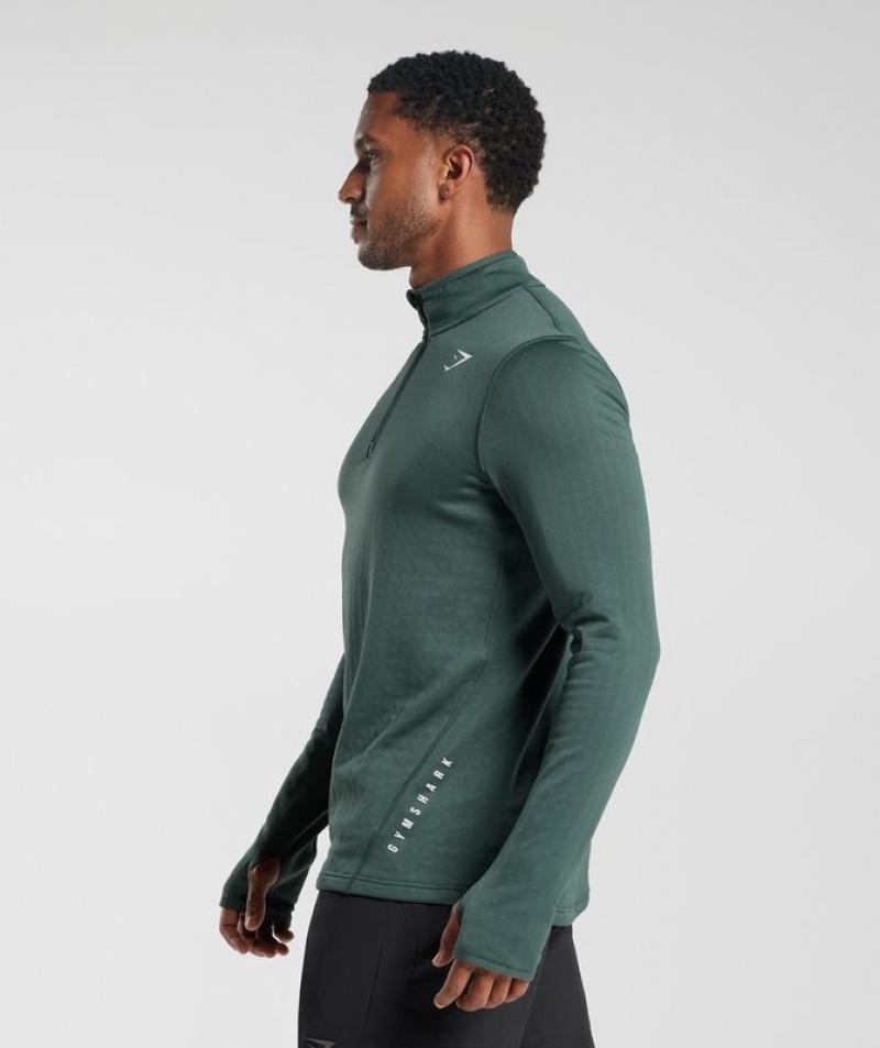 Pullovers Gymshark Deporte 1/4 Zip Verde | JBFWC9287