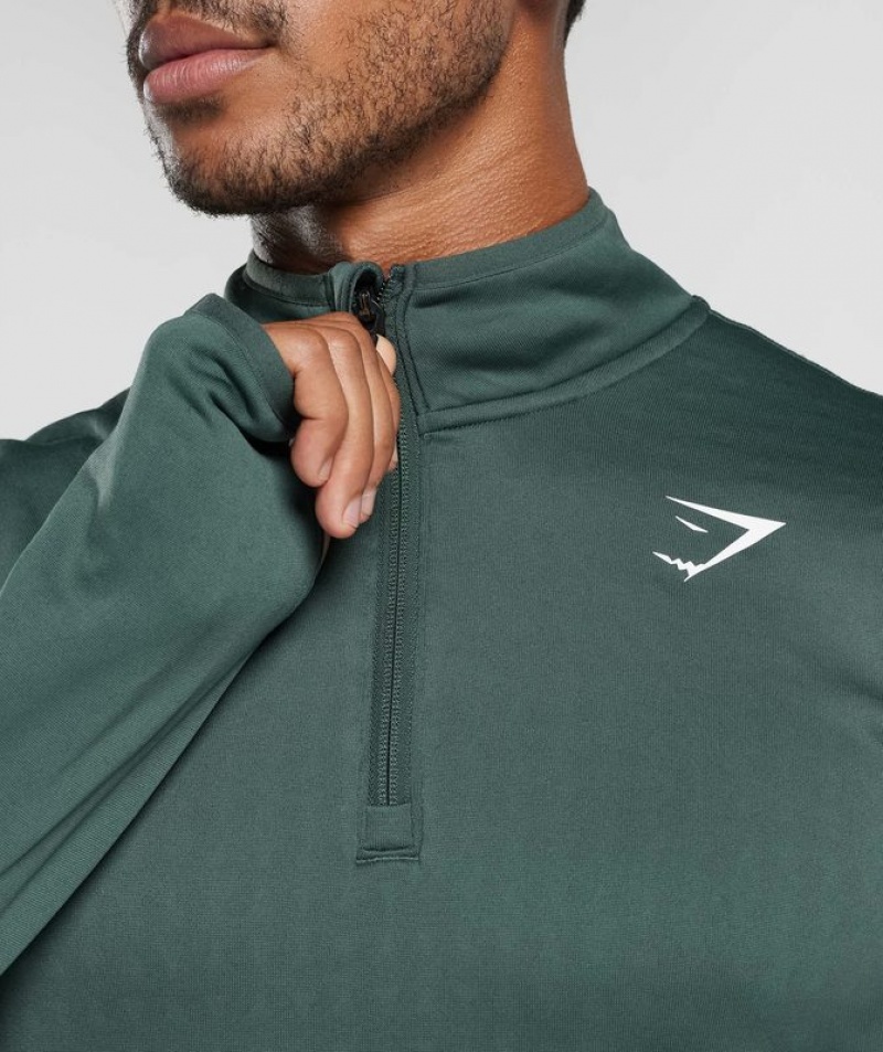 Pullovers Gymshark Deporte 1/4 Zip Verde | JBFWC9287