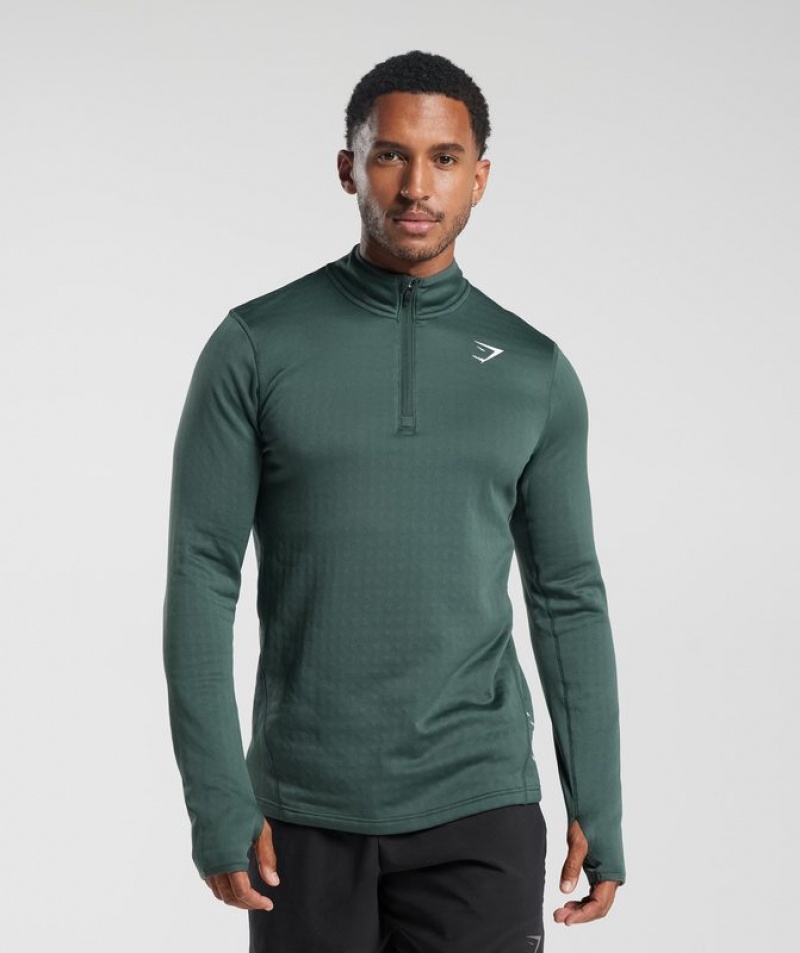 Pullovers Gymshark Deporte 1/4 Zip Verde | JBFWC9287