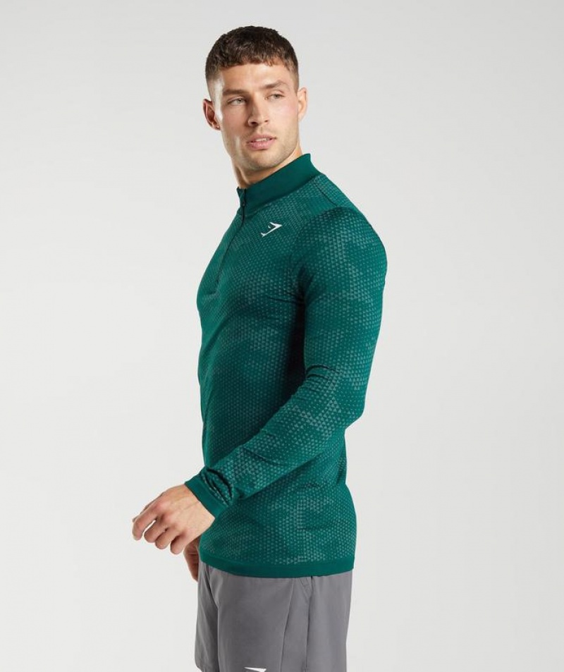 Pullovers Gymshark Deporte Seamless 1/4 Zip Verde | BCLVG9357