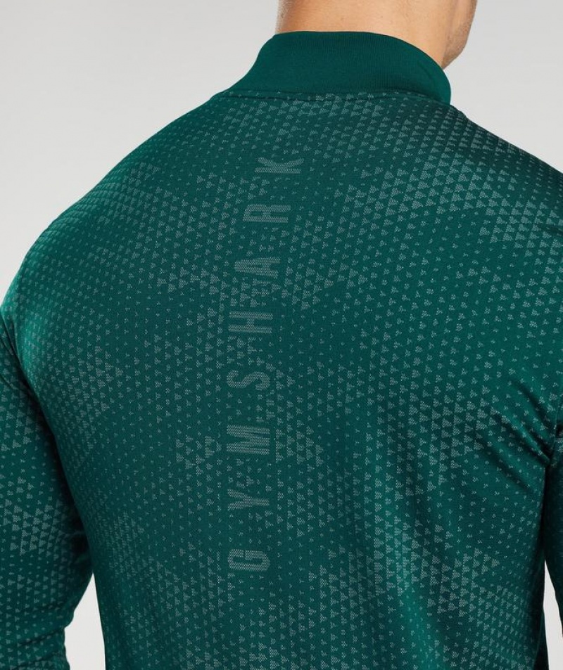 Pullovers Gymshark Deporte Seamless 1/4 Zip Verde | BCLVG9357