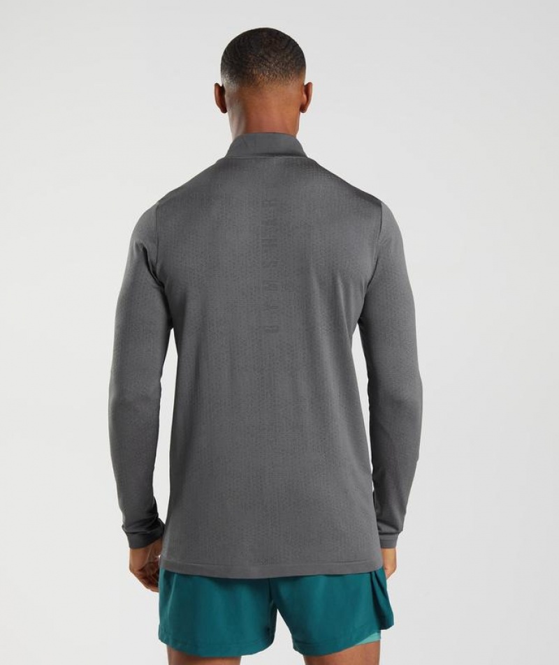 Pullovers Gymshark Deporte Seamless 1/4 Zip Silhouette Grey/Black | YZUWA9135