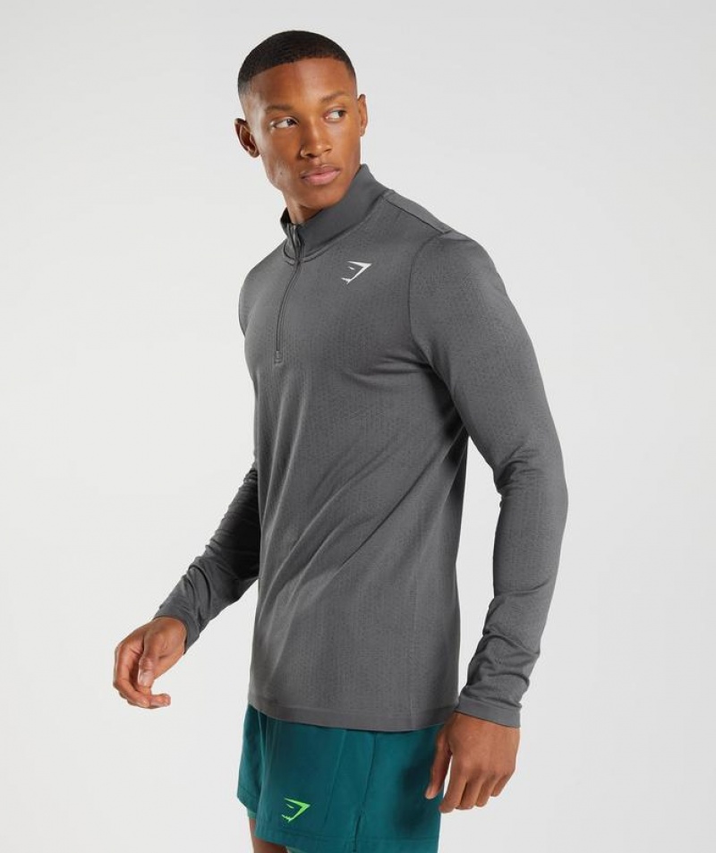 Pullovers Gymshark Deporte Seamless 1/4 Zip Silhouette Grey/Black | YZUWA9135