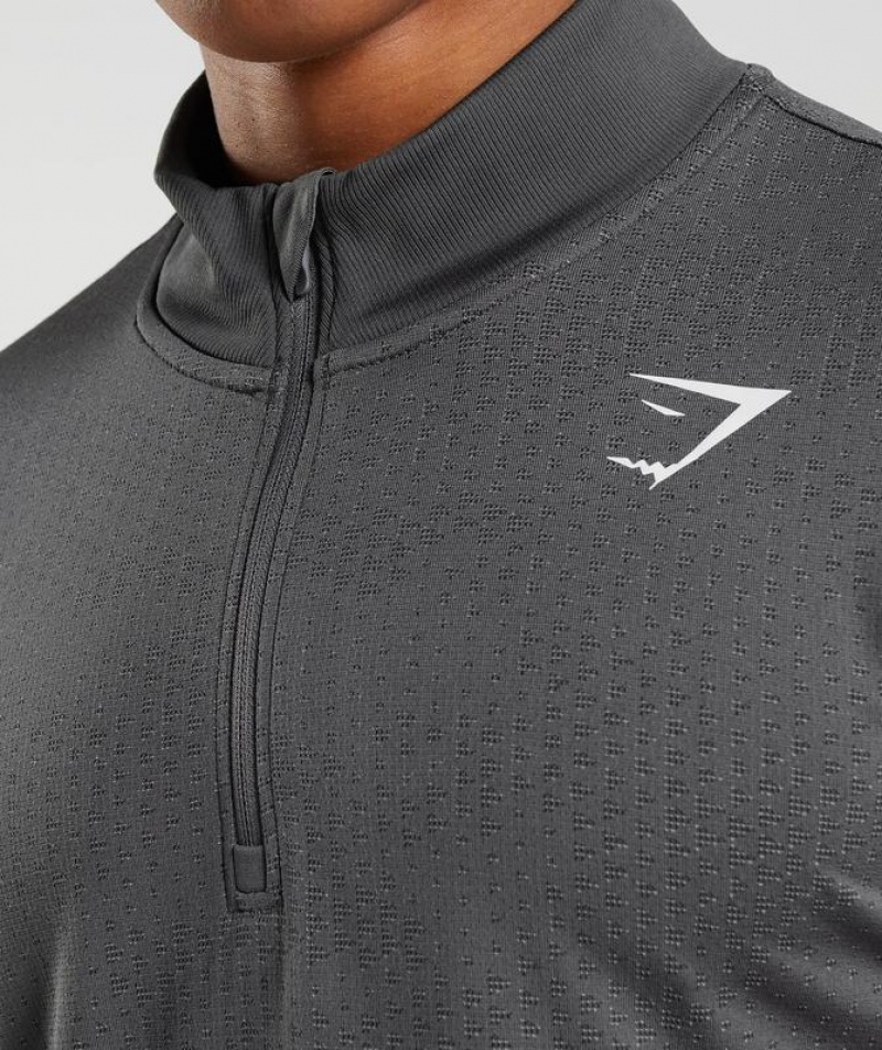 Pullovers Gymshark Deporte Seamless 1/4 Zip Silhouette Grey/Black | YZUWA9135