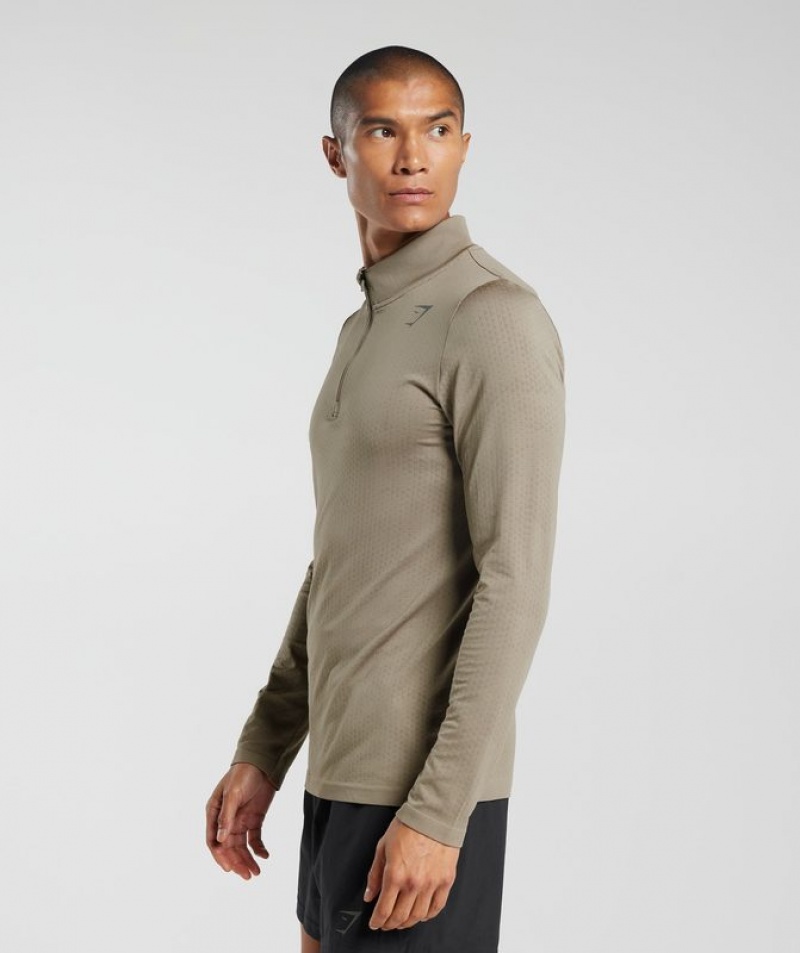 Pullovers Gymshark Deporte Seamless 1/4 Zip Marrones | DQPXN7826