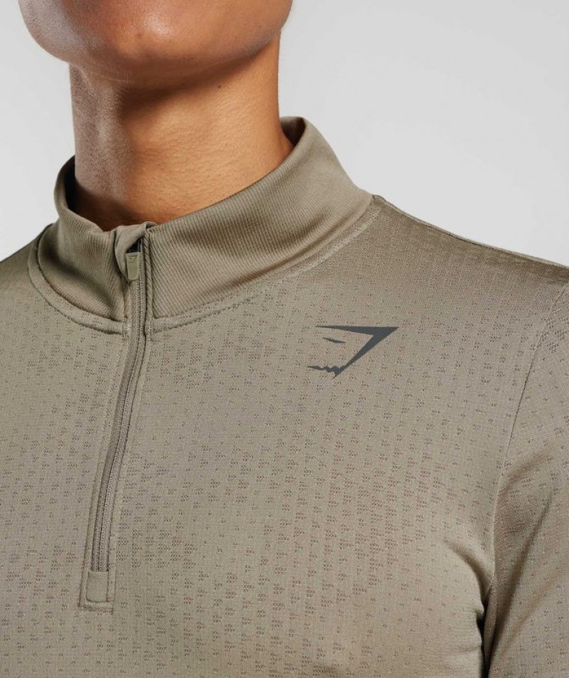 Pullovers Gymshark Deporte Seamless 1/4 Zip Marrones | DQPXN7826