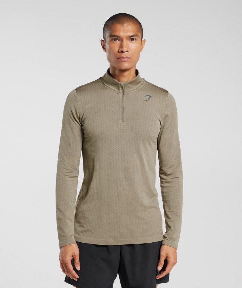 Pullovers Gymshark Deporte Seamless 1/4 Zip Marrones | DQPXN7826