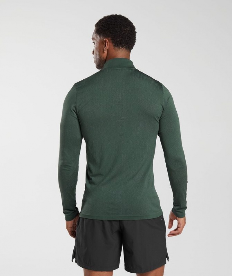 Pullovers Gymshark Deporte Seamless 1/4 Zip Fog Green/Black | IWZDA1653