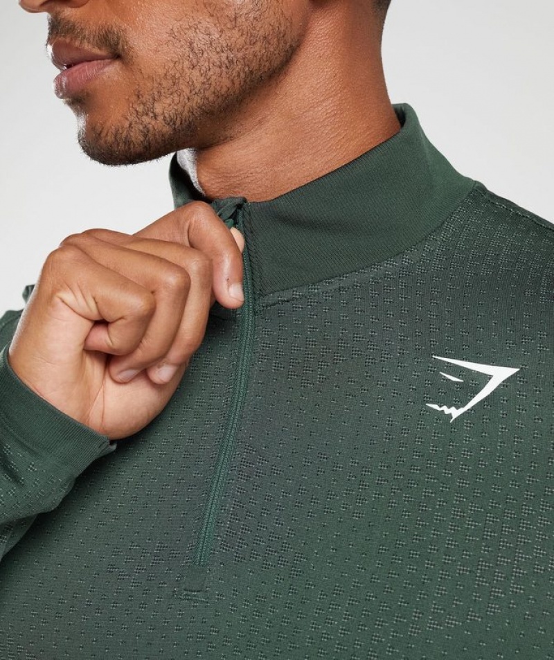 Pullovers Gymshark Deporte Seamless 1/4 Zip Fog Green/Black | IWZDA1653