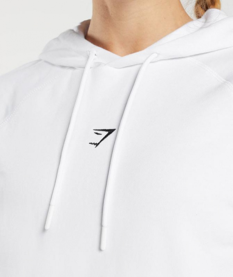 Pullovers Gymshark Entrenamiento Cropped Hoodie Blancas | NALHM0792