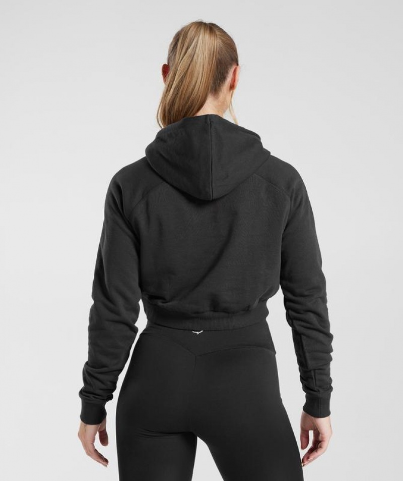 Pullovers Gymshark Entrenamiento Cropped Hoodie Negras | PGRKN2905