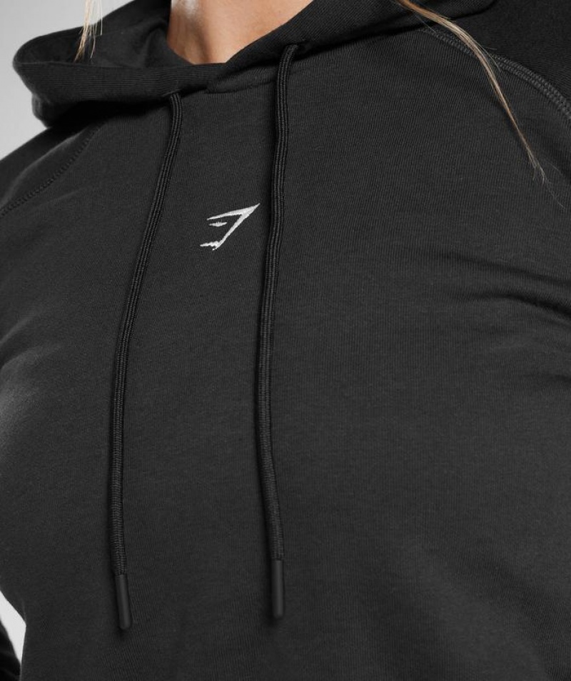 Pullovers Gymshark Entrenamiento Cropped Hoodie Negras | PGRKN2905