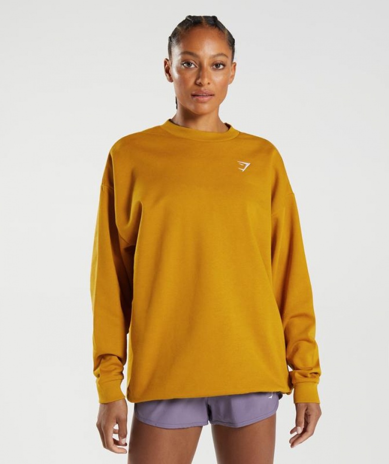 Pullovers Gymshark Entrenamiento Oversized Sweatshirt Amarillo | MUODW1258