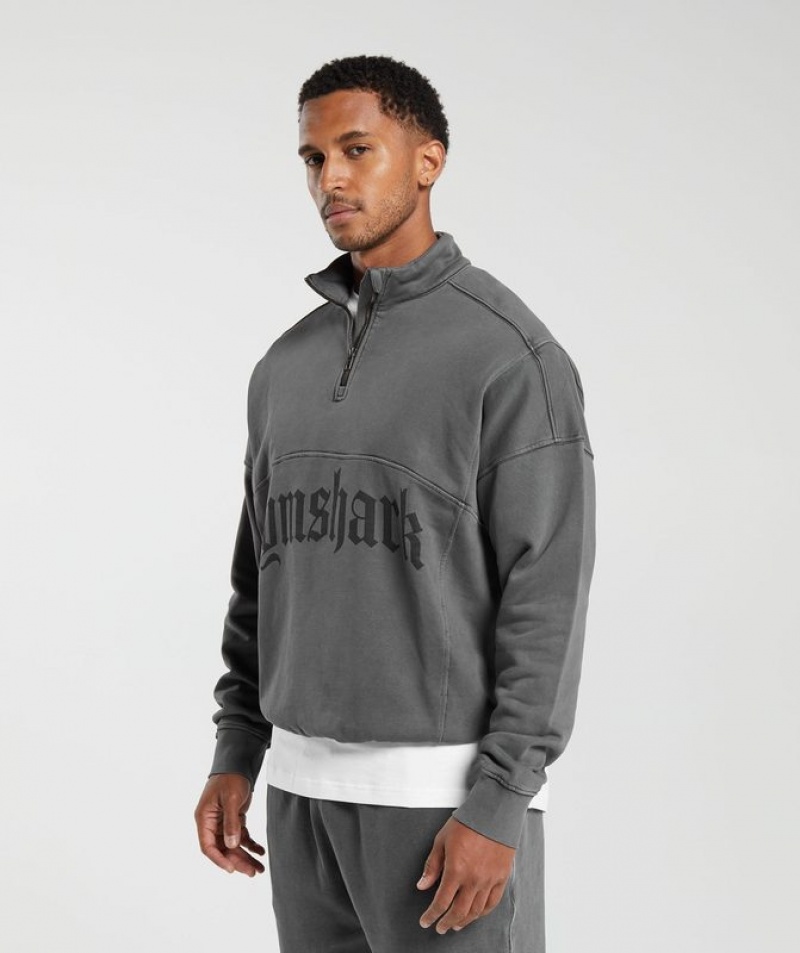 Pullovers Gymshark Heavyweight 1/4 Zip Negras | UNEGT8369