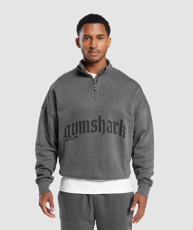 Pullovers Gymshark Heavyweight 1/4 Zip Negras | UNEGT8369