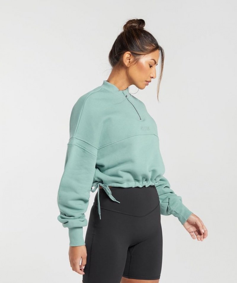 Pullovers Gymshark Heavyweight Loopback Sweat Pullover Azules | XOIQZ6792