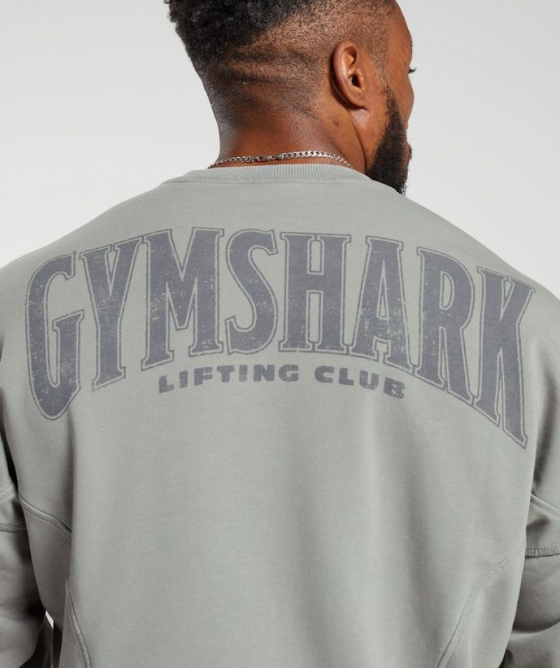 Pullovers Gymshark Heritage Washed Crew Gris | PLBGD2304