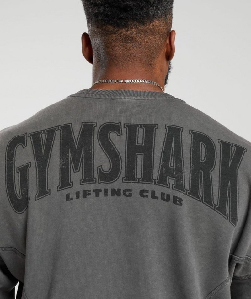 Pullovers Gymshark Heritage Washed Crew Gris | EQJBZ5910