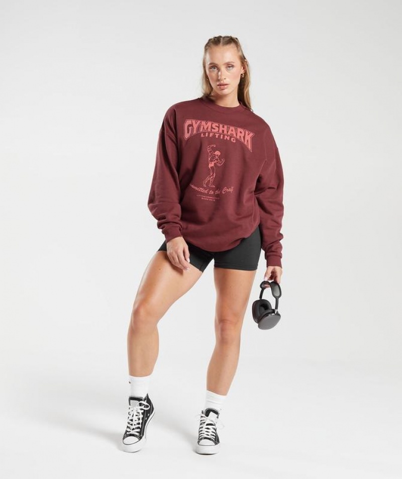 Pullovers Gymshark Ironworks Oversized Sweatshirt Rojas | GNLQI6740