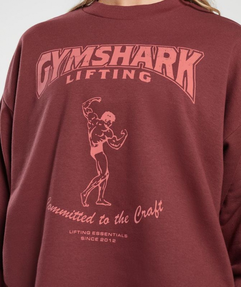 Pullovers Gymshark Ironworks Oversized Sweatshirt Rojas | GNLQI6740