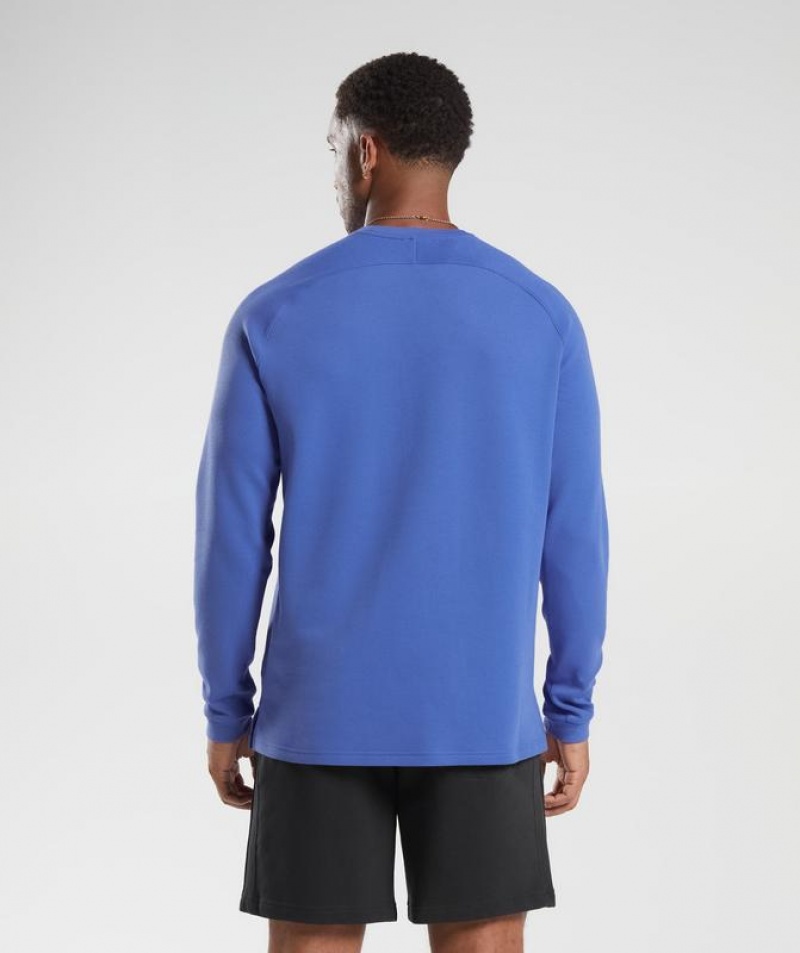 Pullovers Gymshark Knit Crew Azules | ZXQNU0751