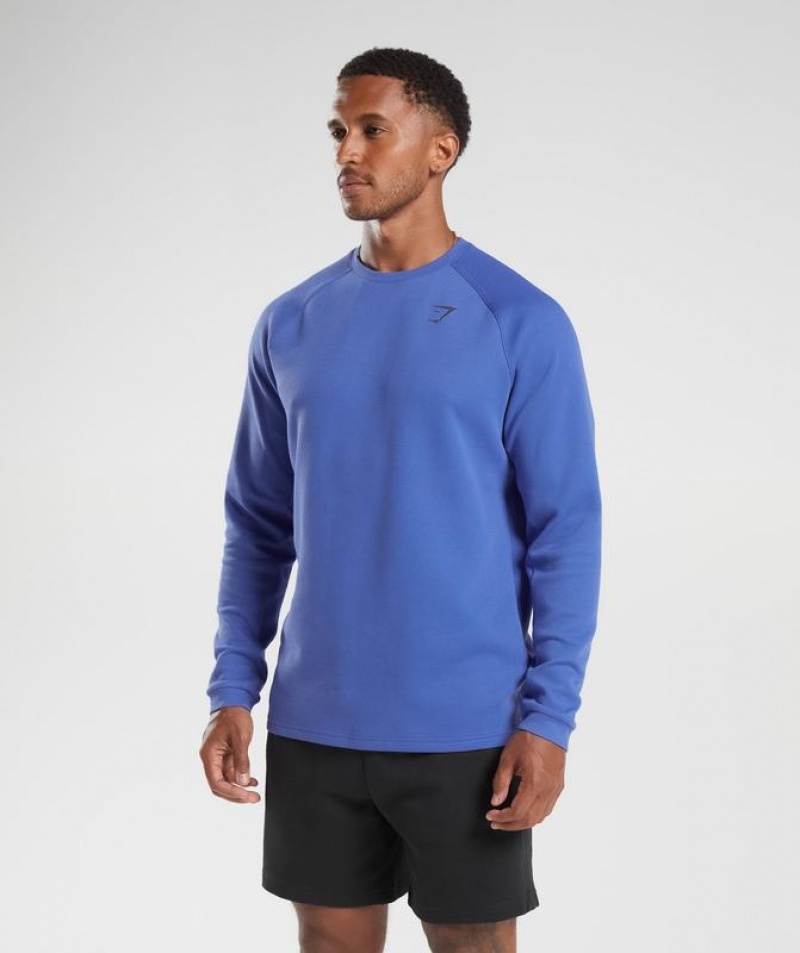 Pullovers Gymshark Knit Crew Azules | ZXQNU0751