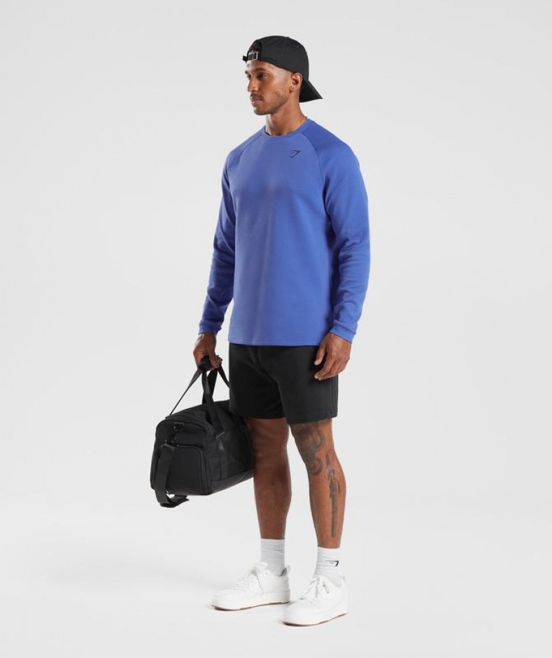 Pullovers Gymshark Knit Crew Azules | ZXQNU0751