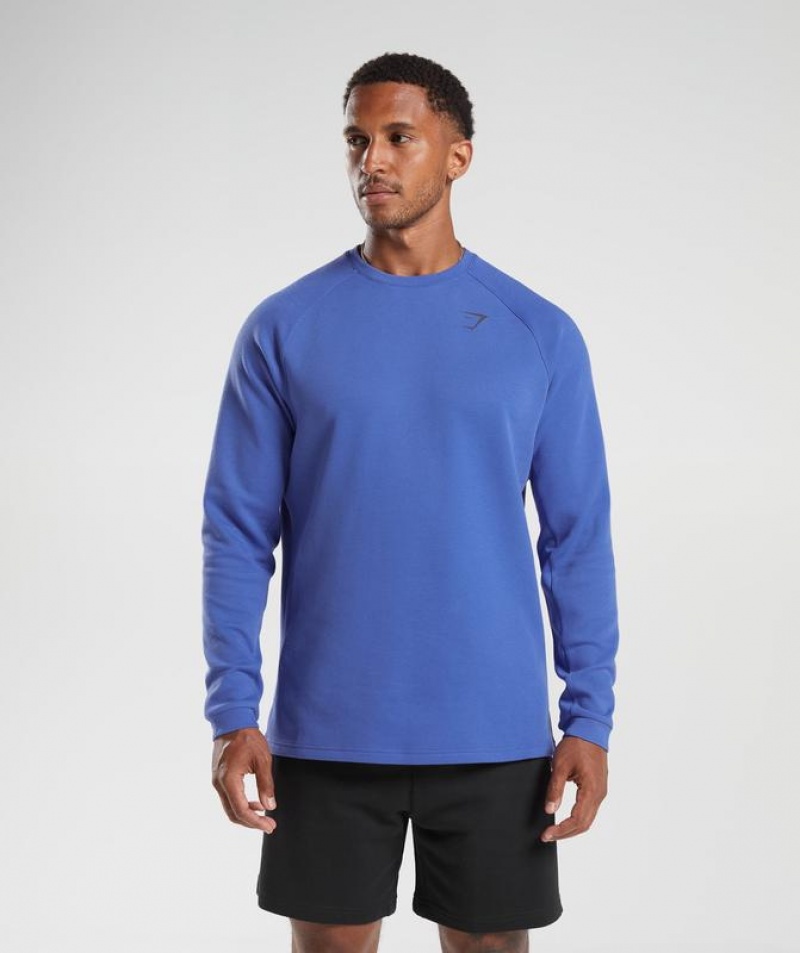 Pullovers Gymshark Knit Crew Azules | ZXQNU0751